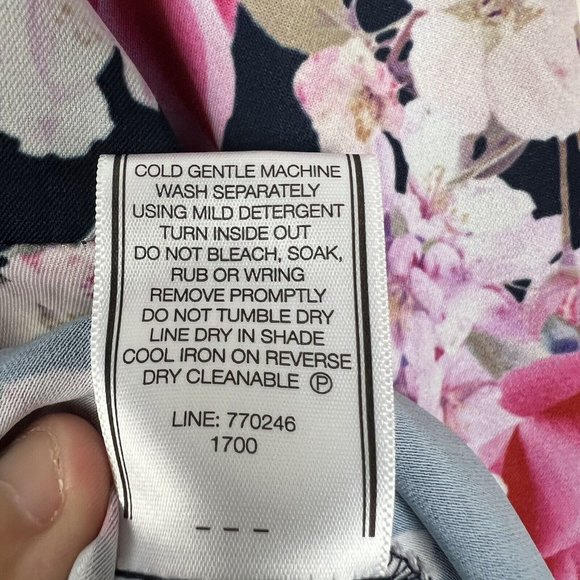 Portmans Women’s Floral Top Blouse Navy Blue & Pink Short Sleeve Spring Size 8 - Picture 10 of 12